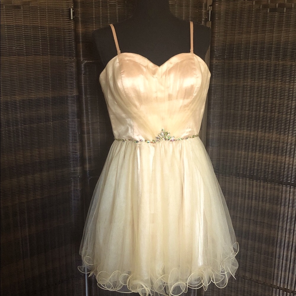 Dancing Queen Gold Mini Dress with Sparkling Waist